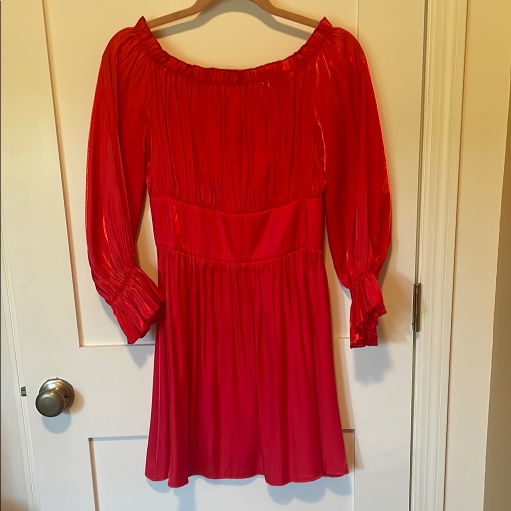 Elegant Pink/red Off-Shoulder Dress
